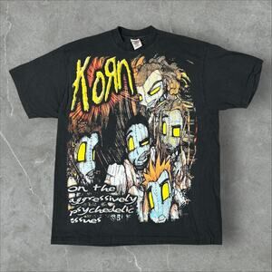 Vintage Korn Issues Follow The Leader AOP Size XL Single Stitch Reprint T-Shirt
